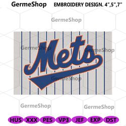 Mets Wordmark Logo Embroidery, Mets Baseball Logo Machine Embroidery
