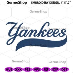 Yankees Wordmark Logo Embroidery Download, Yankees MLB Embroidery Design