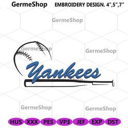 Yankees Baseball Logo Embroidery Download, Yankees MLB Machine Embroidery Instant File