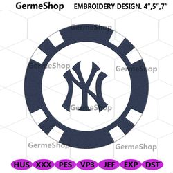 New York Yankees Poker Chips Logo Machine Embroidery File, NY Yankees Embroidery Download
