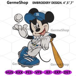 New York Yankees Mickey Embroidery, NY Yankees Baseball Mickey Machine Embroidery