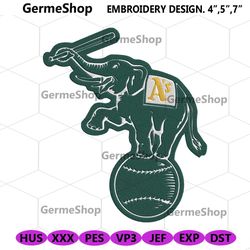 Athletics Elephant Symbol Logo Machine Embroidery, Oakland MLB Logo Embroidery Design