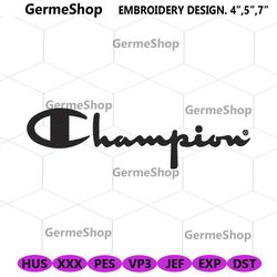 Champion Fashion Wordmark Black Embroidery Instant Download