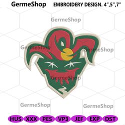 Clown Minnesota Wild Hockey Embroidery Design, NHL Minnesota Wild Design