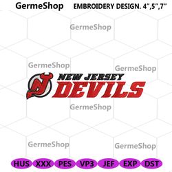 New Jersey Devils Wordmark Logo Machine Embroidery, New Jersey Devils Logo NHL Embroidery