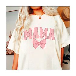 Mama Pink Bow Varsity SVG PNG, Trendy Aesthetic Shirt Design