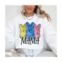 Easter Mama Bunny PNG, Easter PNG, Faux Sequins, Easter PNG, Sparkly Bunny png, Easter Shirt design, Easter Sublimation,