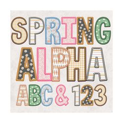 Spring Faux Embroidery PNG Alphabet Bundle, Easter Spring Floral Alphabets, Rainbow, Baby Girl Nursery Letters, Classic