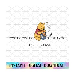 Custom Mama Bear Est.2024 Svg, Retro Mama Bear Svg, Family Vacation Svg, Magical Kingdom Svg, Family Trip, Gift For Mom,