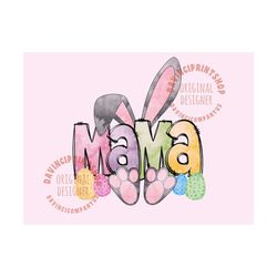 Watercolor Doodle Bunny Mama PNG, Digital Download with Doodle Letters, Easter PNG, Easter Design File For Sublimation,