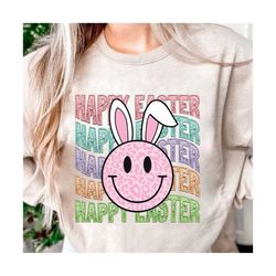 Happy Easter Faux Sequin Png, Easter Bunny Png, Leopard Smiley Bunny Png, Bunny Png, Retro Easter Png, Peeps Png, Happy