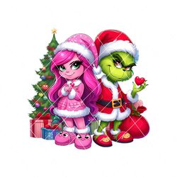 Couple Grinch Pink Bougie Preppy PNG