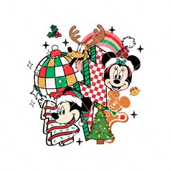 Retro Groovy Christmas Mickey Minnie And Pluto SVG