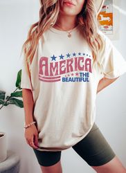 America The Beautiful Oversized Vintage T-Shirt, Comfort Colors Shirt, Retro America Shirt
