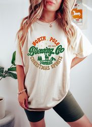 North Pole Brewing Co Oversized Vintage T-Shirt, Comfort Colors Shirt, Christmas Spirit Shirt