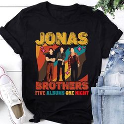 90s Vintage Jonas Brothers Unisex Shirt, 2023 Jonas Brothers Five Album One Night Shirt, Jonas Brothers Fan Gift Shirt