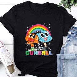 the amazing world of gumball and darwin rainbow portrait t-shirt, the amazing world of gumball shirt, gumball shirt