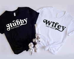 Custom Wifey and Hubby Shirt, Personalized Wedding Shirt, Bride and Groom Shirt