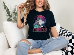 fearless wolf under the moon in bisexual colors t-shirt, best gift for wolf lovers white wolf nature shirt, empowerment