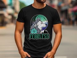 fearless wolf under the moon in gay colors t-shirt, best gift for wolf lovers white wolf nature shirt, empowerment