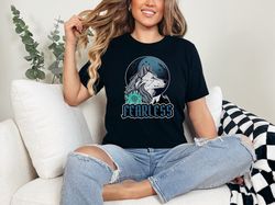 fearless wolf under the moon t-shirt, best gift for wolf lovers white wolf nature shirt, empowerment inspirational short