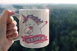 Custom Name Dabbing Unicorn Coffee Mug