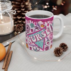 3D Nurse Inflated Mug, Pink Nurse Puffy Coffee Mug 11oz, Gif