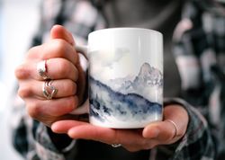 Alps Mountain Range Coffee Mug  Nature Inspired  Outdoor Des