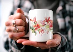 Alstroemeria Blossom Mug, Enchanting Floral Cottagecore Mug,