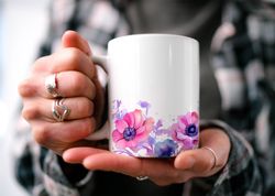 Anemone Blossom Mug, Enchanting Floral Cottagecore Mug, Bota