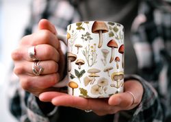 Mushroom Pattern Garden Coffee Mug  Boho Cottagecore Mug  Be