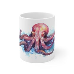 octopus coffee mug  aquarium mug  marine life  sea life  bea