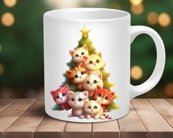 Christmas Mug, Cat Christmas Tree, Cute Cat Christmas Mug, Santa Mug,