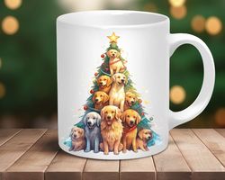 Christmas Mug, Dog Christmas Tree, Cute Dog Christmas Mug, Santa Mug,
