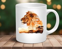 Coffee Mug, Ceramic coffee Mug, Lion Lover Mug, Animal Lover Mug, Birt