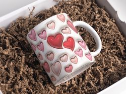 3D Valentines Day Hearts Inflated Mug Design