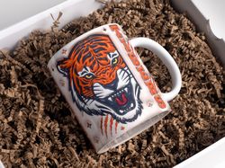 3D Blue-Orange Tigers Inflated Mug Design