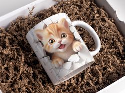 3D Kitten In The Wall Mug