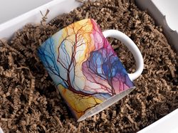 Colorful Tree With Stained Glass Branches Alcohol Ink Mug