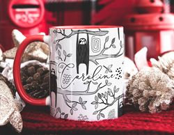 Cute Sloth Mug, Personalised Mug, Custom Name Cup, Coffee Tea Cup Gift For Him,