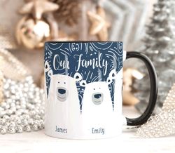 PERSONALISED FAMILY PORTRAIT Mug, Secret Santa Gift, Polar Bear Gift Mug, Dad Xm