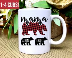 mama bear mug personalized, mama bear with cubs coffee mug, mama bear gift for m