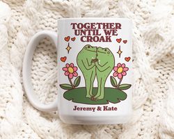 Custom Frog Mug, Personalized Couples Wedding Cup, Frog Lover Gift, Cute Valenti