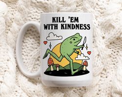 Kindness Quote Frog Mug, Positive Quote Ceramic Cup, Frog Lover Gift, Friend Tea