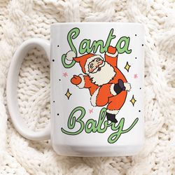 christmas santa mug, retro christmas mug, hot chocolate mug, christmas eve box f