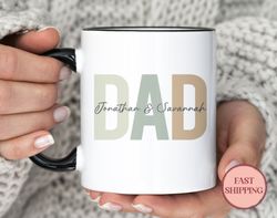 Personalized Dad Mug with Kids Name Custom Daddy Coffee Mug