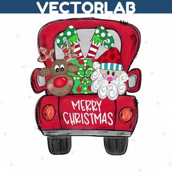 Christmas Sublimation Design | Hand Drawn | PNG Digital Download | Christmas Truck | Back of Truck | Santa | Elf | Prese
