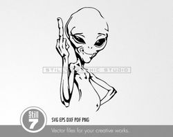 Middle Finger Alien - svg cutting files