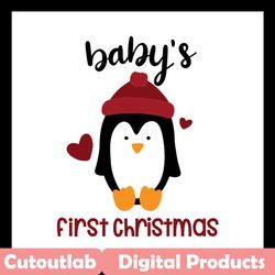 babys first christmas svg, christmas svg, baby svg, penguin svg, cute penguin svg, first christmas svg, merry christmas
