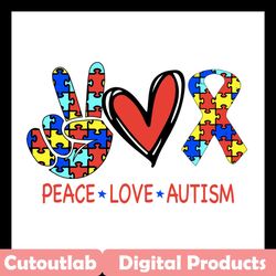 Peace love autism SVG Files For Silhouette, Files For Cricut, SVG, DXF, EPS, PNG Instant Download
